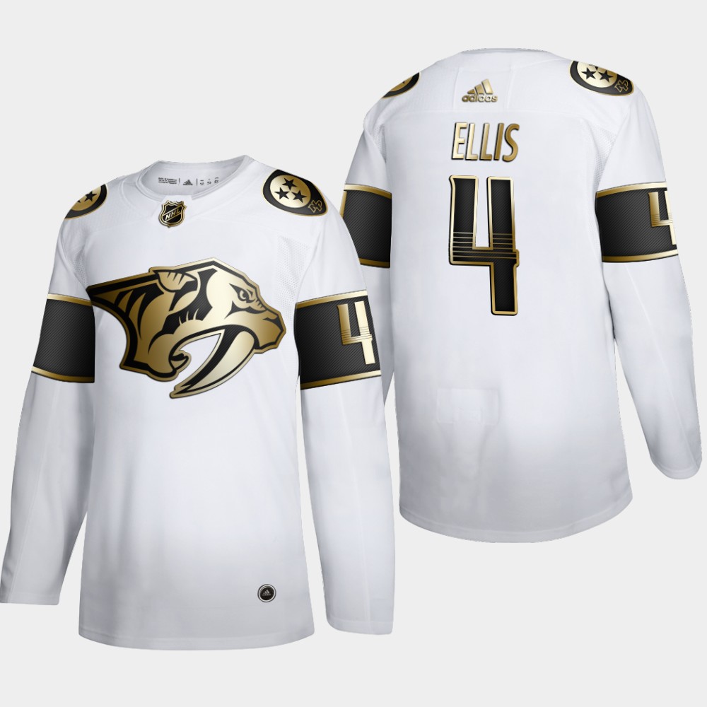 Nashville Predators #4 Ryan Ellis Men Adidas White Golden Edition Limited Stitched NHL Jersey->nashville predators->NHL Jersey